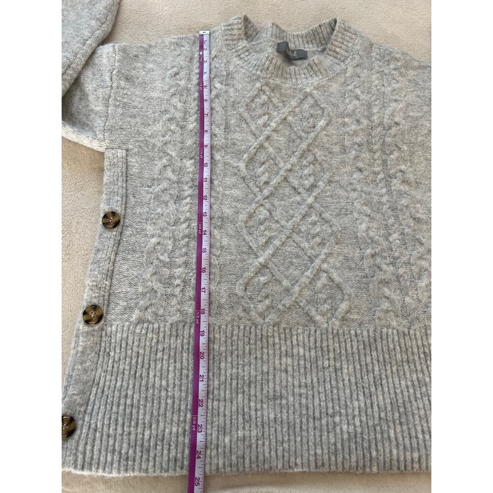 Marled Reunited Gray Knit Crewneck Sweater Large with buttons on sides - Picture 9 of 9